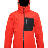 Turbine Patch Insulated Jacket 2021 - A red jacket with a black patch on the left chest and a grey zipper.