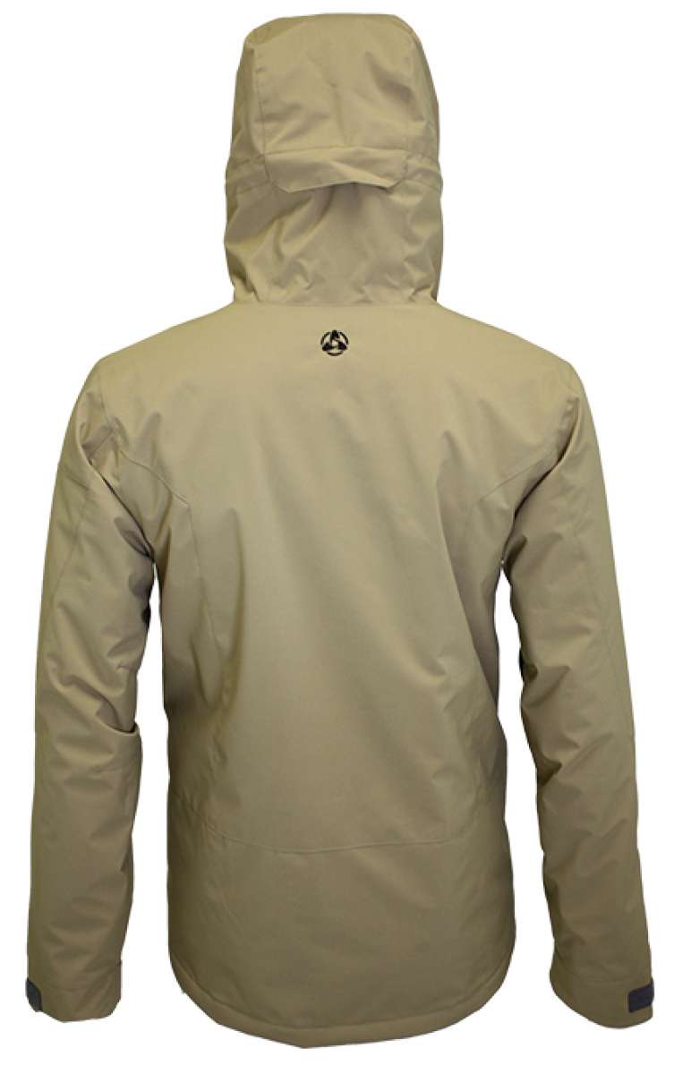 Turbine Planet Insulated Jacket 2023 - A tan-colored jacket with a hood, featuring a small black logo on the upper back.