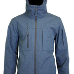 Turbine Planet Insulated Jacket 2023 - A blue jacket with a hood, featuring two zippered pockets on the chest and one zippered pocket on the left arm.