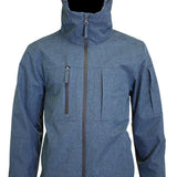 Turbine Planet Insulated Jacket 2023 - A blue jacket with a hood, featuring two zippered pockets on the chest and one zippered pocket on the left arm.