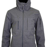 Turbine Planet Insulated Jacket 2023 - A dark gray jacket with a hood, featuring two zippered pockets on the front and a central zipper down the middle.