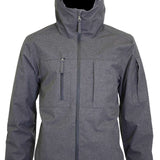 Turbine Planet Insulated Jacket 2023 - A dark gray jacket with a hood, featuring two zippered pockets on the front and a central zipper down the middle.