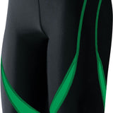 TYR Men's Alliance Splice Jammer Swimsuit - A black swimsuit with a green and white striped pattern on the sides.