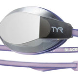 TYR Junior's Blackops 140 EV Mirror Goggle - A pair of mirrored goggles with a black strap and white lettering on the side.