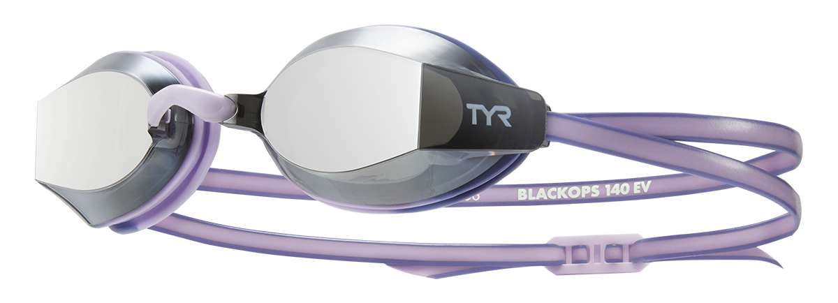 TYR Junior's Blackops 140 EV Mirror Goggle - A pair of mirrored goggles with a black strap and white lettering on the side.