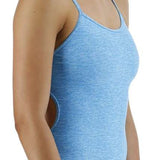 TYR Women's Lapped Trinityfit Swimsuit - A black one-piece swimsuit with a lapped design and thin straps.