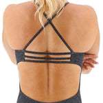 TYR Women's Lapped Trinityfit Swimsuit - A black swimsuit with a lapped design and thin straps.