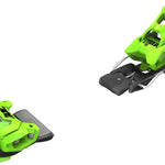 Tyrolia - Attack 14 Ski Bindings 2024 are lime green with black hardware and a silver metal base plate.