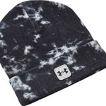 Under Armour UA Halftime Printed Beanie 2022-2023 - A black beanie with a white tie-dye pattern and an Under Armour logo patch on the cuff.