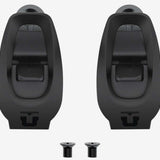 Union Aluminum Ankle Ratchet 2pc 2024 - Two black aluminum ankle ratchets with a square metal buckle and a small, round hole at the top.