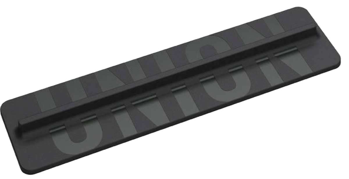 Union Boot Scraper Stomp Pad - Black stomp pad with a rectangular shape and rounded corners, featuring a flat top surface and a raised edge around it.