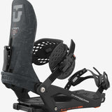 Union Charger Pro Splitboard Binding - Black binding with white logo on top strap, silver screws and bolts, and black straps with white stitching.