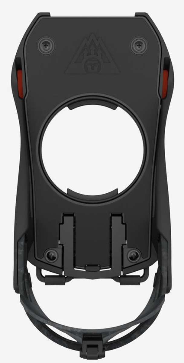 Union Charger Pro Splitboard Binding - 2024 model with black plastic components, featuring a circular metal lever on top and red accents on the sides.