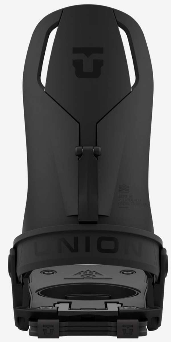 Union Charger Splitboard Binding - Black binding with a splitboard strap on top, featuring a large black buckle and two small silver screws.