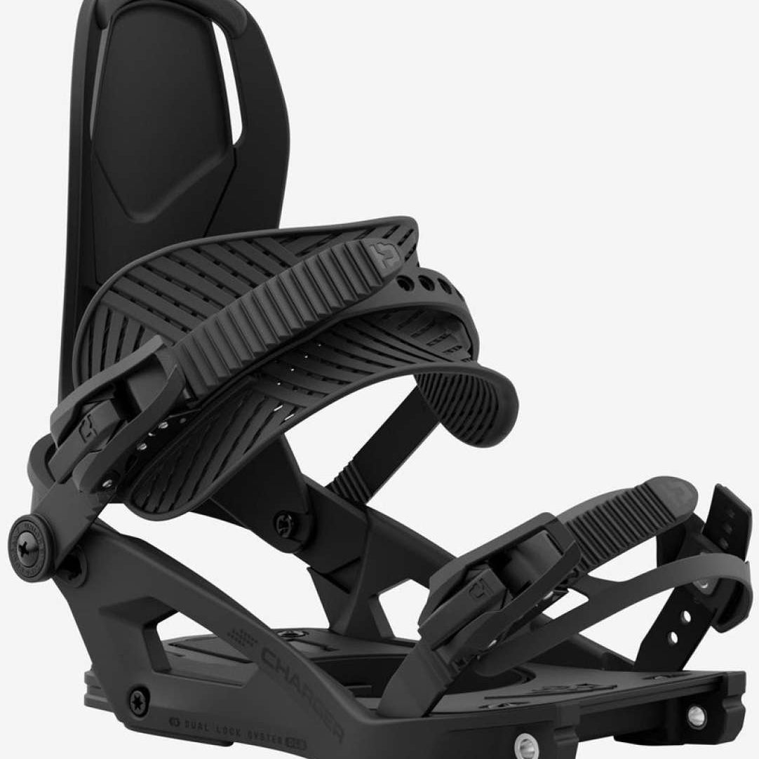 Union Charger Splitboard Binding 2024 - Black splitboard binding with a sleek, modern design and silver hardware accents.