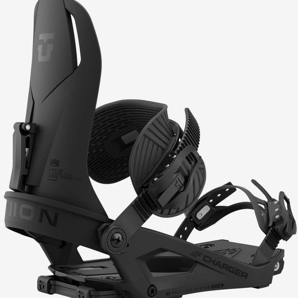 Union Charger Splitboard Binding 2024 - Black splitboard binding with a sleek, modern design and silver hardware.