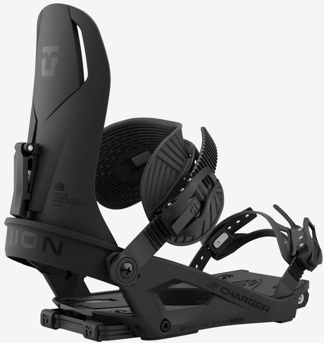 Union Charger Splitboard Binding 2024 - Black splitboard binding with a sleek, modern design and silver hardware.