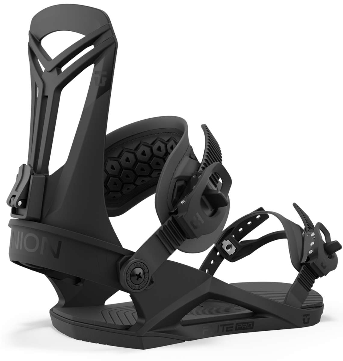 Union Flite Pro Snowboard Binding 2024 - Black snowboard bindings with a sleek, modern design and silver buckles.