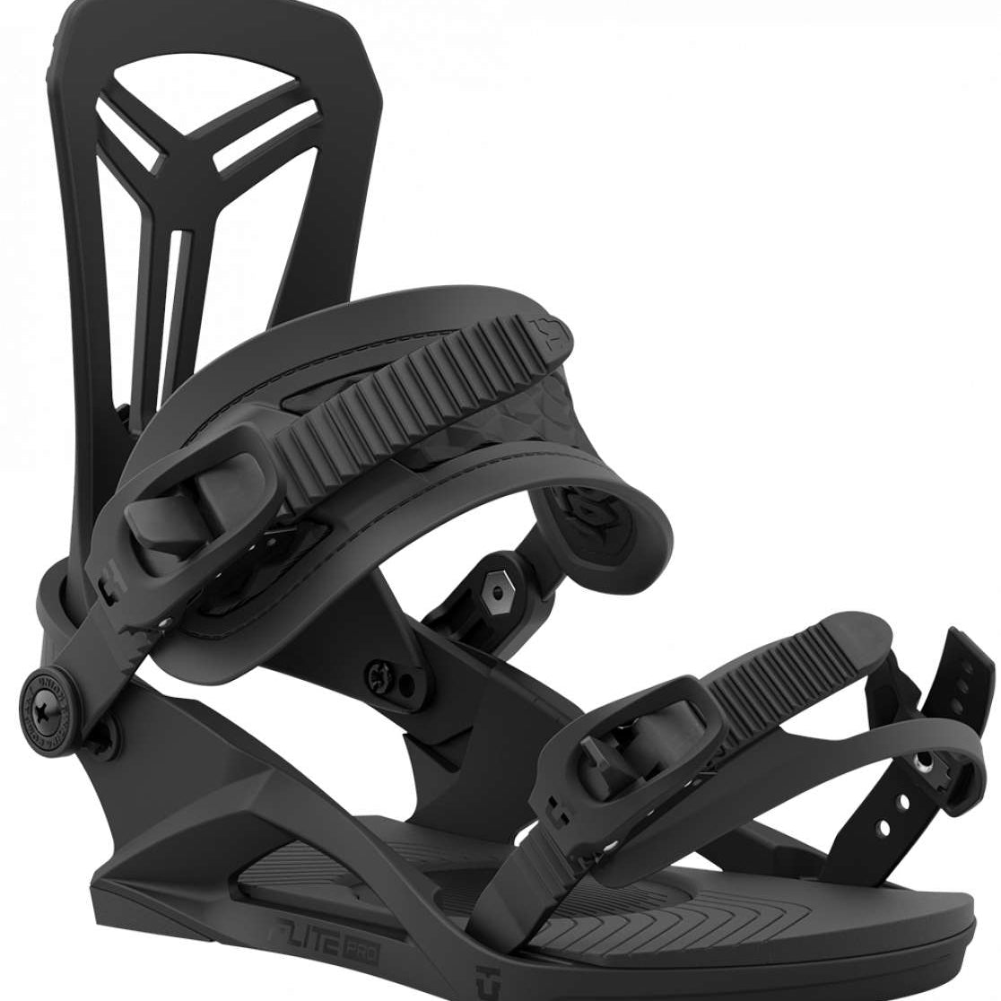 Union Flite Pro Snowboard Binding 2024 - Black snowboard bindings with a sleek, modern design and silver buckles.