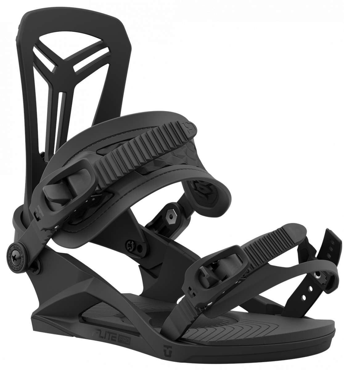 Union Flite Pro Snowboard Binding 2024 - Black snowboard bindings with a sleek, modern design and silver buckles.