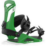 Union Flite Pro Snowboard Binding 2024 - A green snowboard binding with a black strap and buckle, featuring a textured rubber footbed.