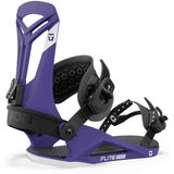 Union Flite Pro Snowboard Binding 2024 - A purple snowboard binding with a white logo on top of the strap and black buckles.