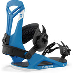Union Flite Pro Snowboard Binding 2024 - A blue snowboard binding with a white logo on top and black buckles.