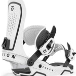 Union Force - White snowboard bindings with black buckles and straps.