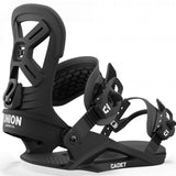 Union Junior Cadet Snowboard Binding 2024 - Black snowboard binding with white lettering and logo on straps.