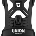 Union Junior Cadet Snowboard Binding 2024 - A black snowboard binding with a white logo on top and a gray base plate.
