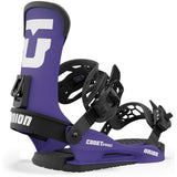 Union Junior Cadet Pro Snowboard Binding 2024 - A purple snowboard binding with a white logo on top and black buckles.