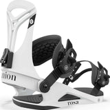 Union Women's Rosa Snowboard Binding - White snowboard bindings with black buckles and straps.
