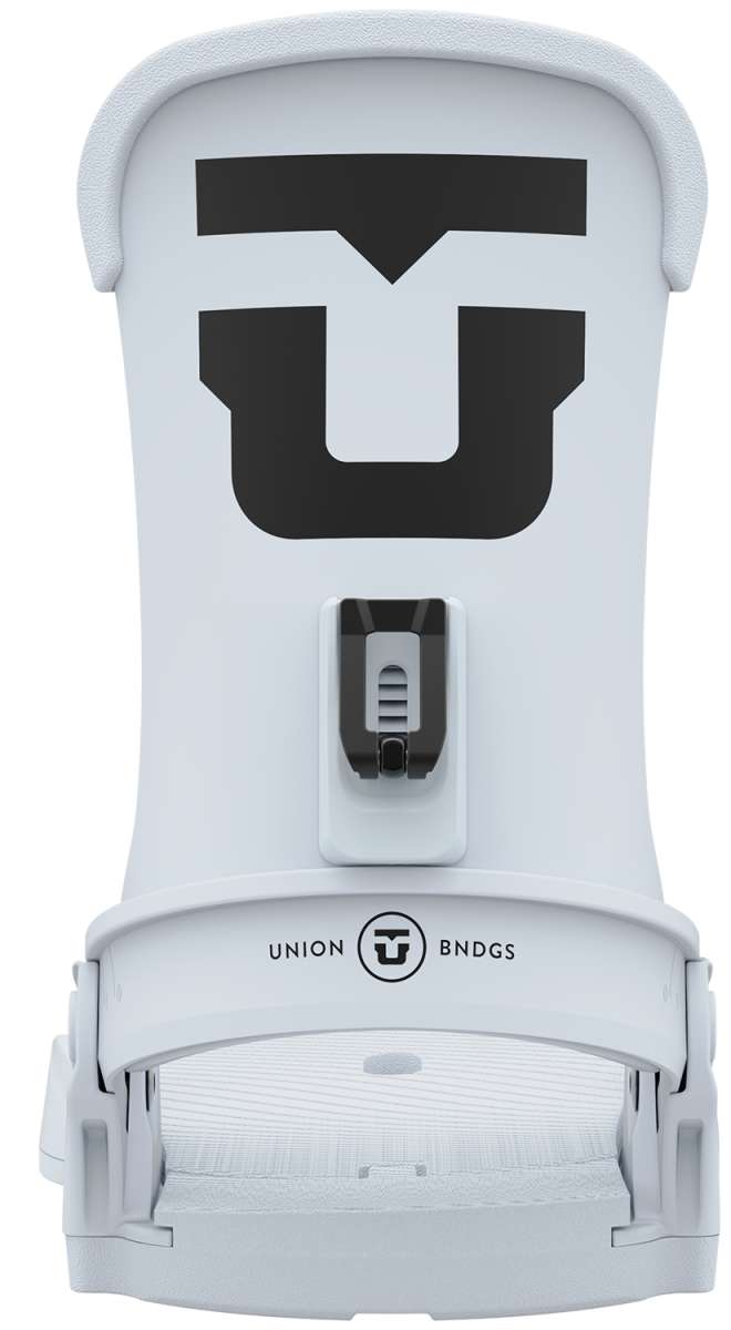 Union Women's Trilogy Snowboard Bindings 2023 - A pair of snowboard bindings with a sleek black base and silver buckles.