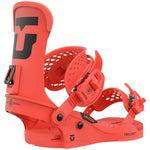 Union Women's Trilogy Snowboard Bindings - A pair of snowboard bindings with a black logo on the top left side and a black strap buckle.
