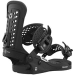Union Women's Trilogy Snowboard Bindings 2023 - Black bindings with white logo on high-top strap and black buckles.