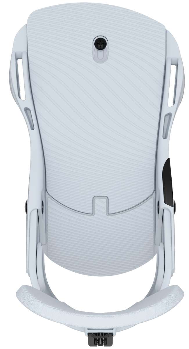 Union Women's Trilogy Snowboard Bindings 2023 - White bindings with black straps and buckles.
