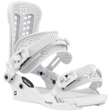 Union Women's Trilogy Snowboard Bindings 2023 - White bindings with black accents and a textured strap.