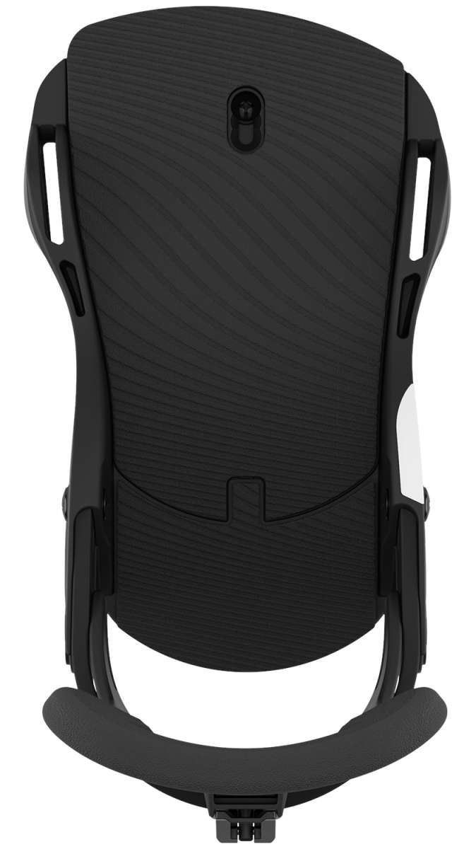 Union Women's Trilogy Snowboard Bindings 2023 - A black snowboard binding with a textured pattern on top and white accents on the sides.