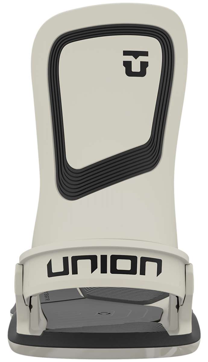 Union Women's Ultra Snowboard Binding 2024 - A white snowboard binding with a black logo on top and a gray base plate.