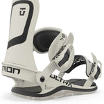 Union Women's Ultra Snowboard Binding - A white snowboard binding with black accents and a black strap on the right side.