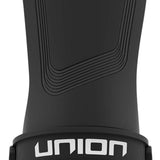 Union Women's Ultra Snowboard Binding 2024 - A black snowboard binding with a white logo on top and a clear plastic strap at the bottom.