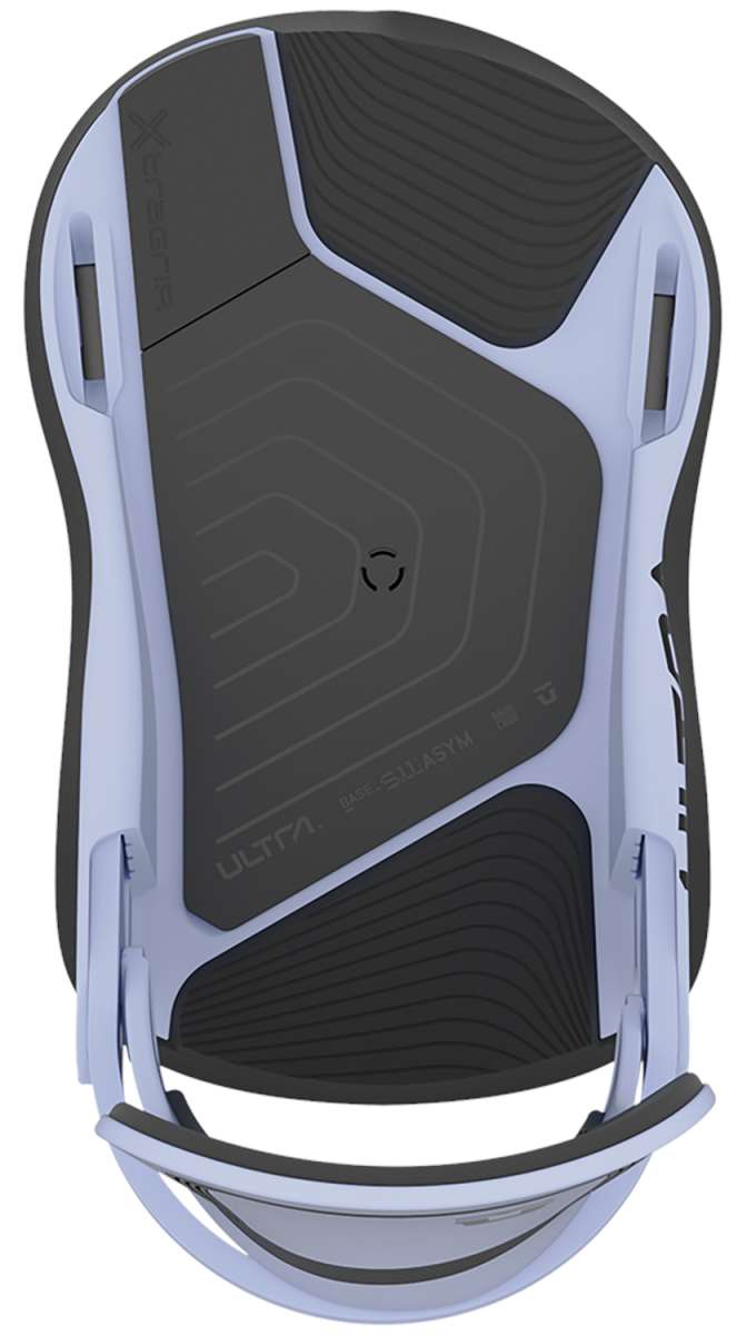 Union Women's Ultra Snowboard Binding - A black snowboard binding with a white logo on top, featuring a sleek and modern design.