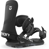 Union Women's Ultra Snowboard Binding - Black snowboard binding with white lettering and logo on top strap.