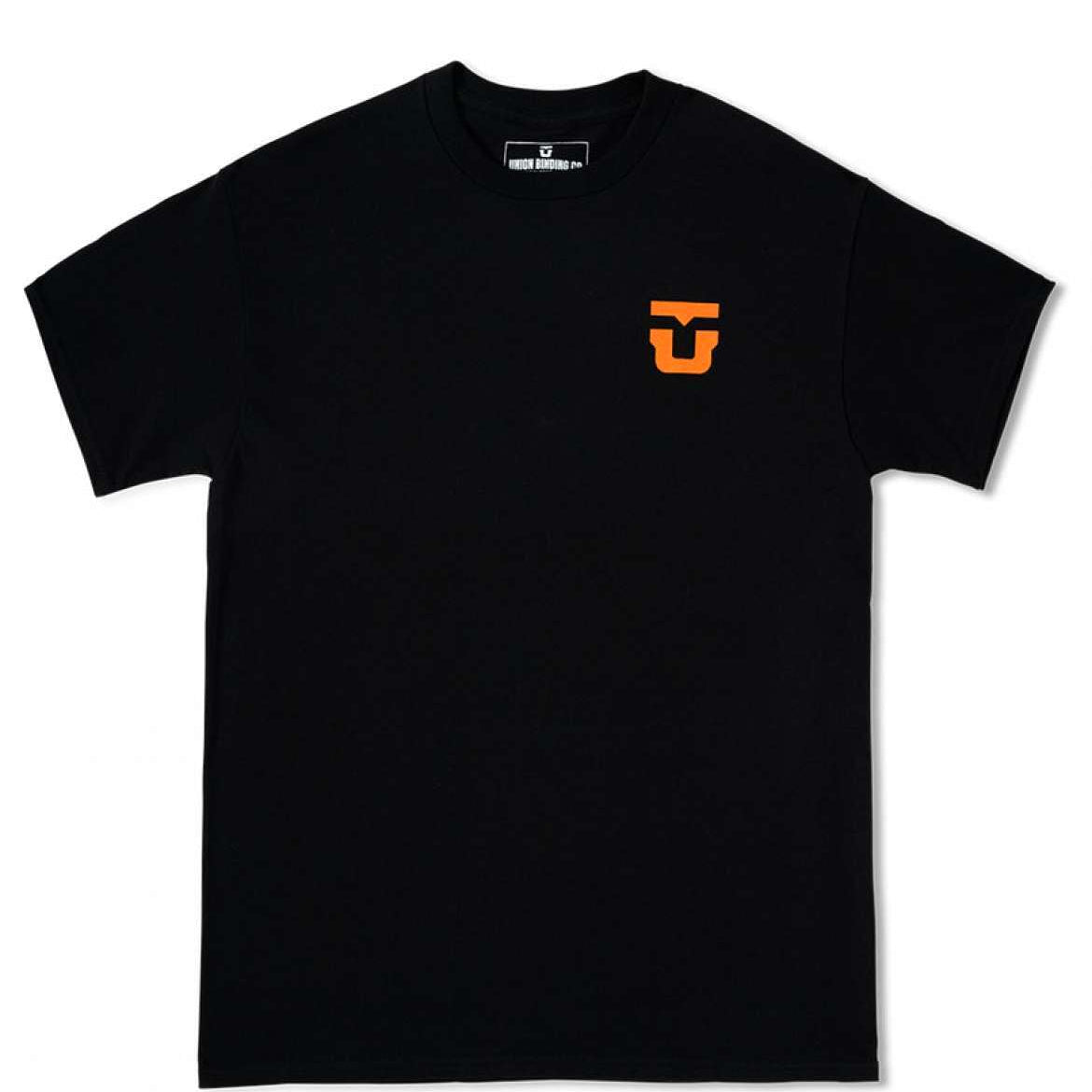 Union Logo Short Sleeve T-Shirt 2023 - A black t-shirt with a small orange logo on the left chest area.