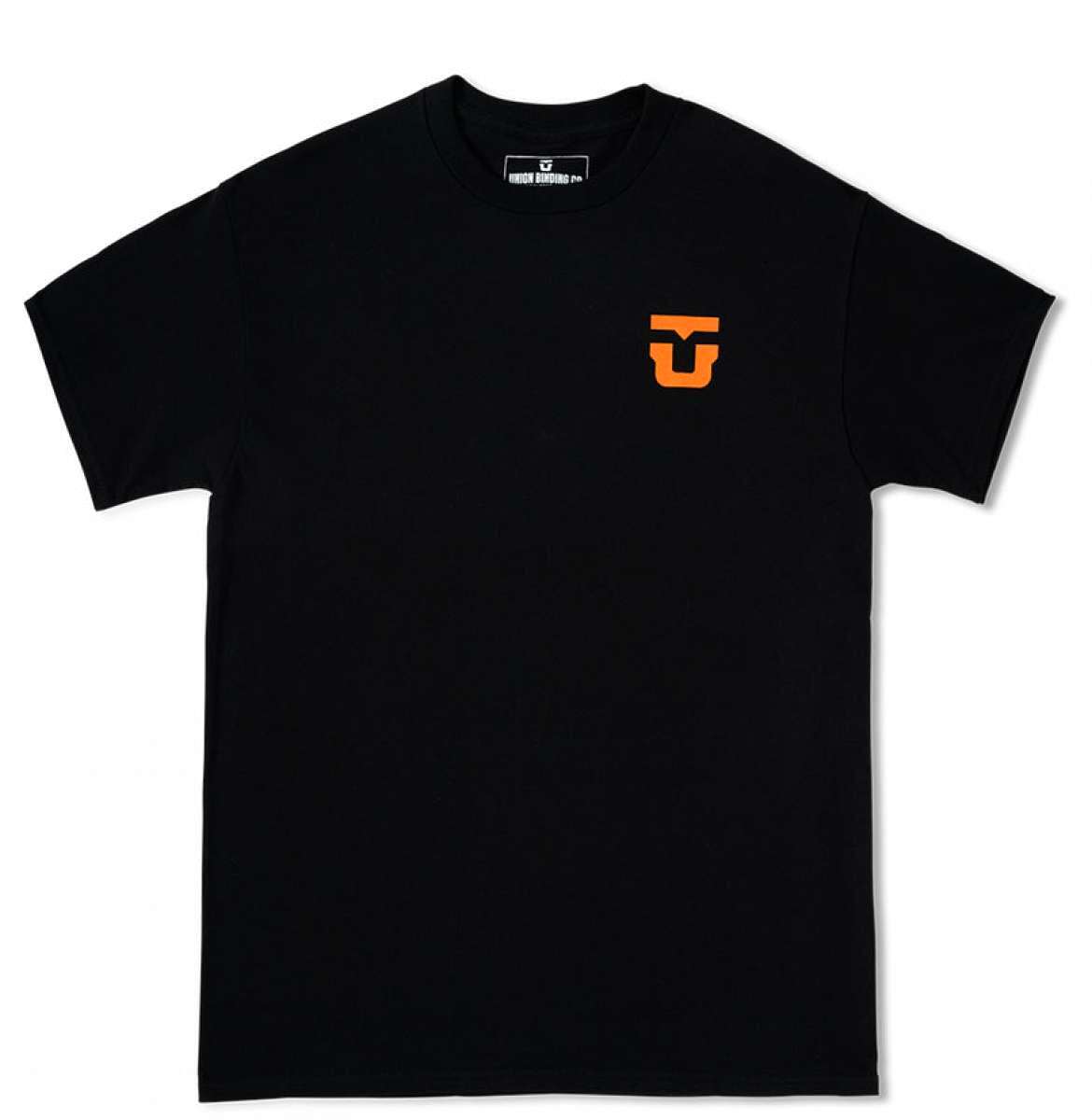 Union Logo Short Sleeve T-Shirt 2023 - A black t-shirt with a small orange logo on the left chest area.