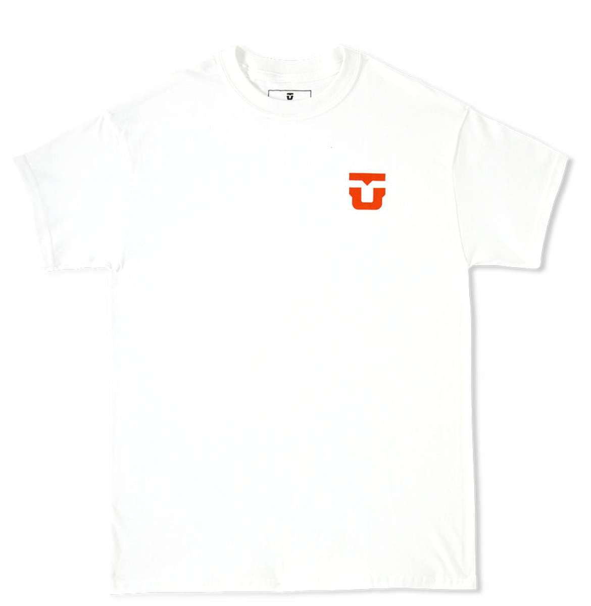 Union Logo Short Sleeve T-Shirt 2023 - A white t-shirt with a small orange logo on the left chest area.