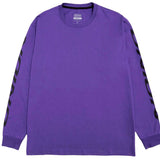 Union Long Sleeve Tee 2024 - A purple long-sleeved shirt with a crew neck and black logo on the chest.