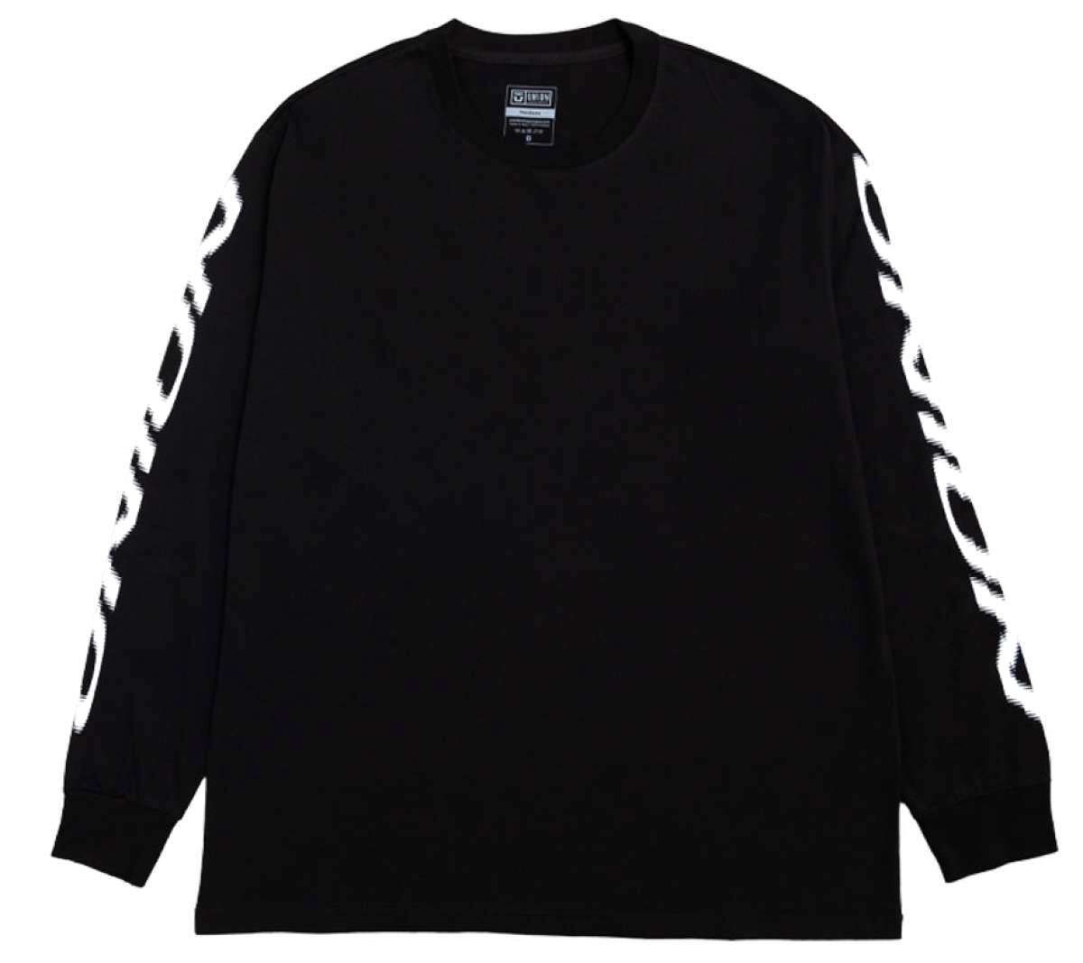 Union Long Sleeve Tee 2024 - A black long-sleeved shirt with a crew neck and white logo on the chest.