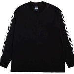 Union Long Sleeve Tee 2024 - A black long-sleeved shirt with a crew neck and white logo on the chest.