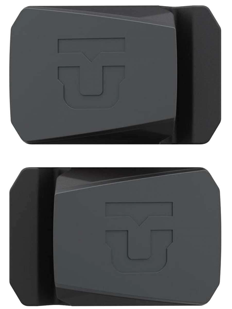 Union Snowboard Wall Mount 2023-2024 - A black wall mount with a silver metal bracket and two screws, featuring the Union logo in white at its center.